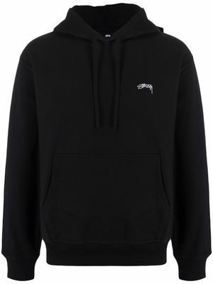 Stüssy embroidered-logo cotton hoodie - Black