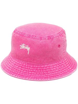 Stüssy embroidered-logo detail bucket hat - Pink