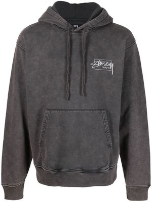 Stüssy embroidered-logo detail hoodie - Black