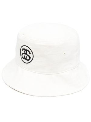 Stüssy logo bucket hat - White