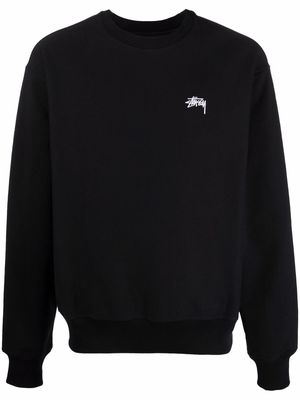 Stüssy logo-embroidered cotton sweatshirt - Black