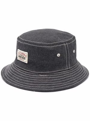 Stüssy logo-patch denim bucket hat - Black