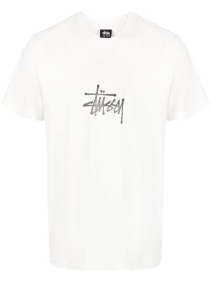 Stüssy logo-print detail T-shirt - White
