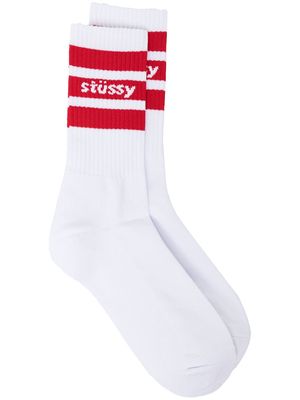 Stüssy striped crew cotton socks - White