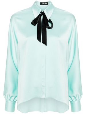 STYLAND bow-collar crepe shirt - Blue
