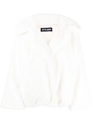 STYLAND faux-fur open-front coat - White