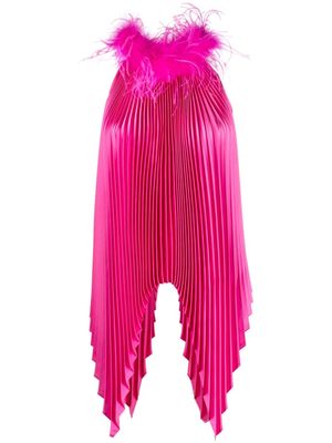 STYLAND feather-collar pleated top - Pink