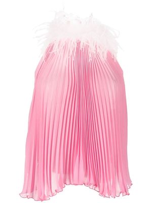 Styland feather-collar sleeveless blouse - Pink