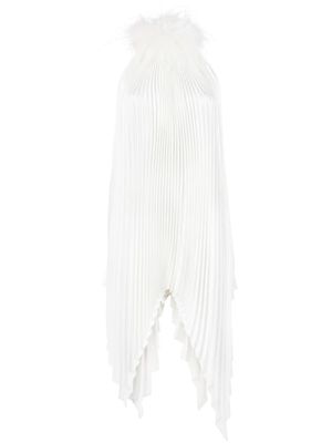STYLAND feather-detail pleated dress - White