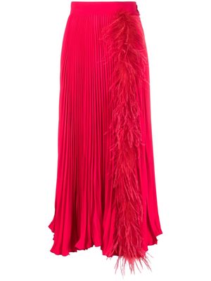 STYLAND feather-detail pleated skirt - Red