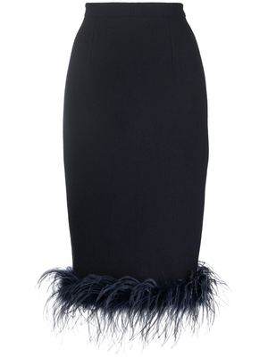 Styland feather-trim high-waisted skirt - Black