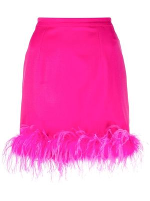 Styland feather-trim mini skirt - Pink