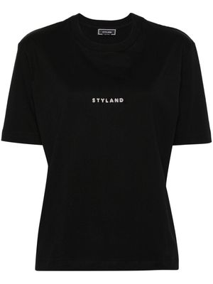 STYLAND glitter-detail cotton T-shirt - Black