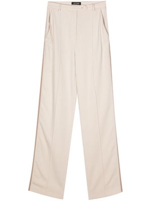 STYLAND grosgrain-trim straight trousers - Neutrals