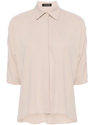 STYLAND high-low hem crepe blouse - Neutrals