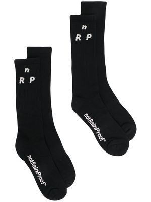STYLAND intarsia-knit logo socks - Black