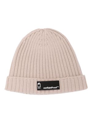 STYLAND logo-patch ribbed-knit beanie - Neutrals