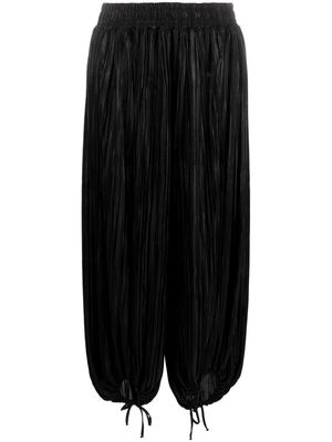 STYLAND metallic-effect pleated cropped trousers - Black