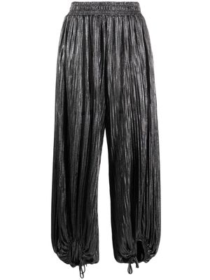 STYLAND metallic-effect pleated cropped trousers - Grey
