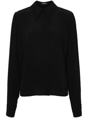 STYLAND oversized-collar crepe shirt - Black