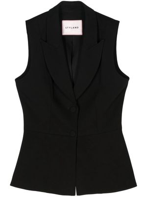 STYLAND peak-lapels interwoven waistcoat - Black