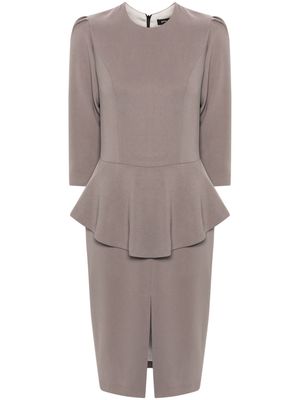 STYLAND peplum-waist midi dress - Grey