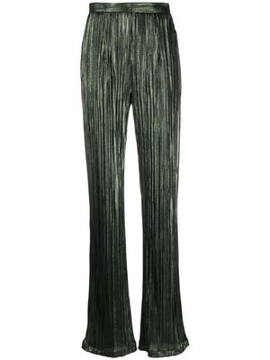STYLAND pleated satin straight trousers - Green
