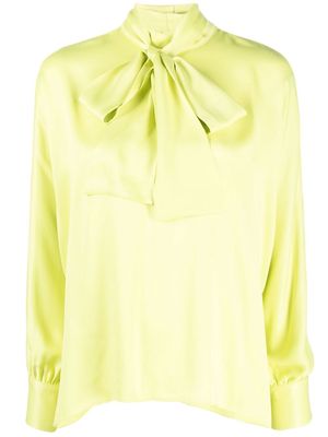 Styland pussy-bow long-sleeve blouse - Green