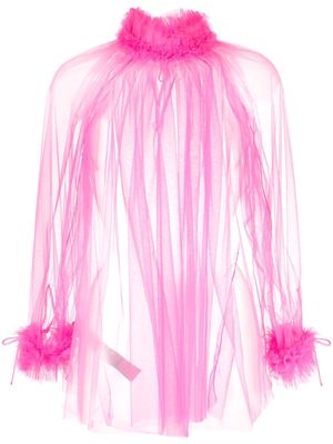 STYLAND ruffle-detail sheer tulle blouse - Pink