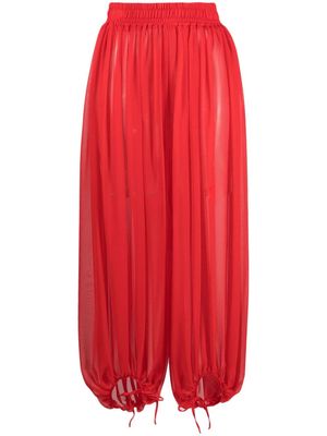 STYLAND semi-sheer silk cropped trousers - Red
