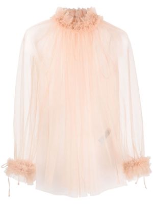 STYLAND semi-sheer tulle blouse - Neutrals