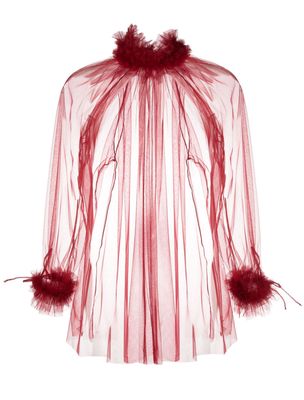 STYLAND semi-sheer tulle blouse - Red
