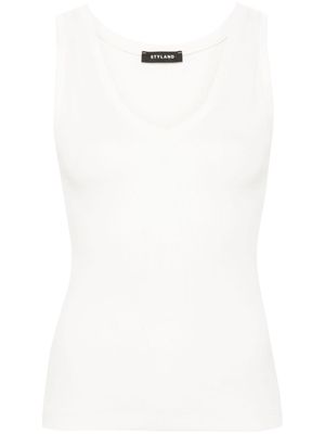 STYLAND sleeveless ribbed tank top - White