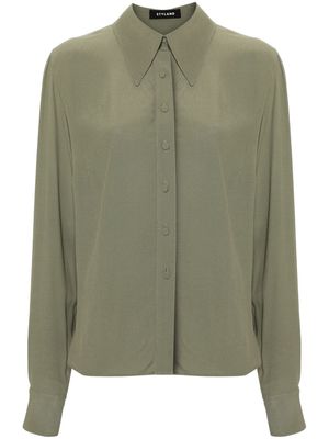 STYLAND spread-collar crepe shirt - Green