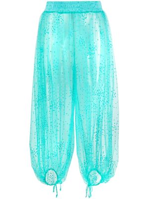 STYLAND star-embroidered tulle cropped trousers - Blue