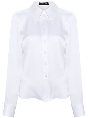 STYLAND straight-collar satin shirt - White