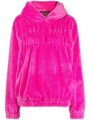 STYLAND textured ruched-panel hoodie - Pink