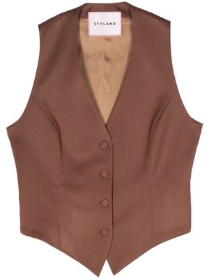 STYLAND wool-blend waistcoat - Brown