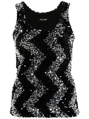 STYLAND zigzag sequined tank top - Black