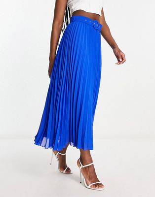 Style Cheat pleated midaxi skirt in cobalt-Multi