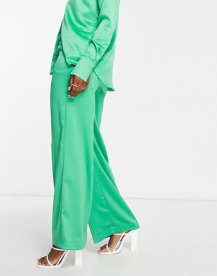 Style Cheat wide leg pants in vibrant green - part of a set