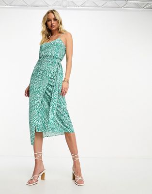 Style Cheat wrap midi skirt in green animal spot - part of a set