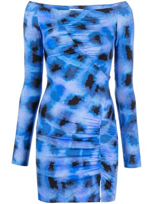 Suboo Shibori abstract-pattern ruched minidress - Blue