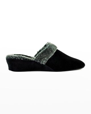 Suede & Faux Shearling Slippers