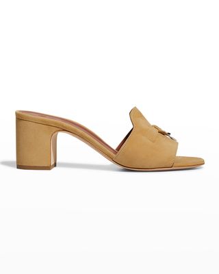 Suede Charm Slide Mules