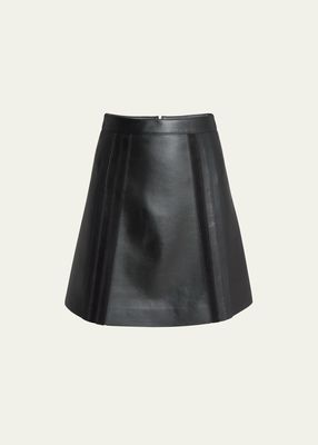 Suede Embroidered Napa Leather Mini Skirt