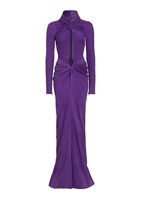 Suede Keyhole Twisted Gown
