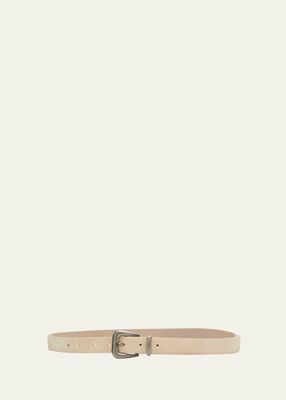 Suede Leather Belt with Western Buckle