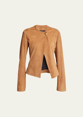 Suede One-Button Jacket