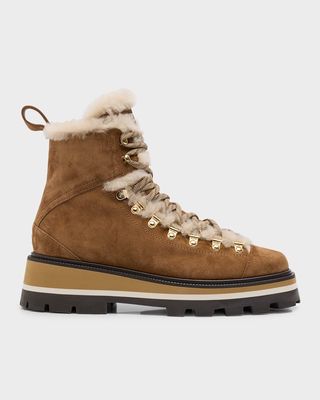 Suede Shearling Hiking Boots